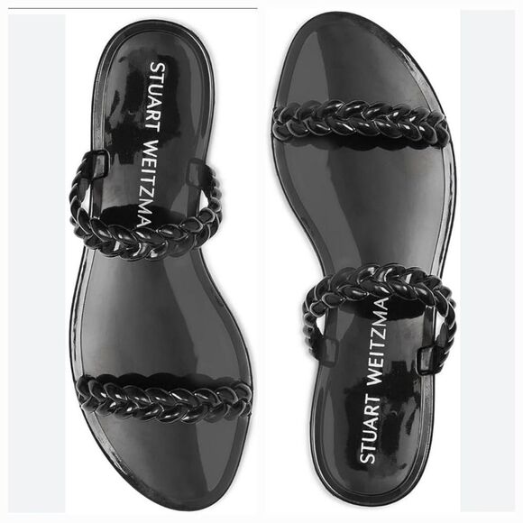 Stuart Weitzman Black Braida Sawyer Jelly Sandals Flats Size 6 - Picture 1 of 12